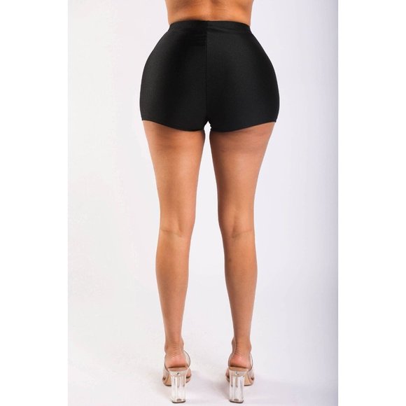 Women High Waist Shiny Tricot Stretchy Skinny Rave Dance Yoga Biker Shorts S M L - Picture 5 of 9